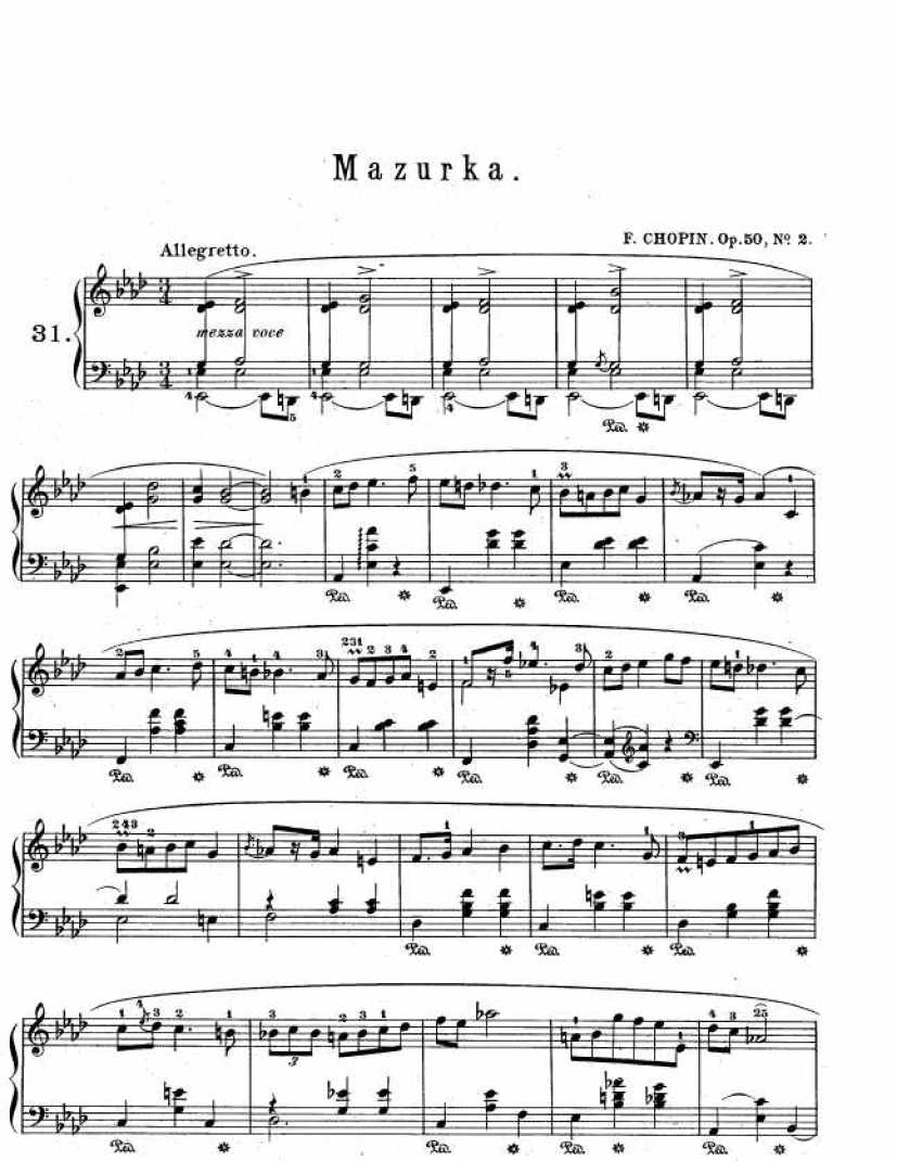 降a大调玛祖卡 op.50-2(mazurka1-3首玛祖卡舞曲)