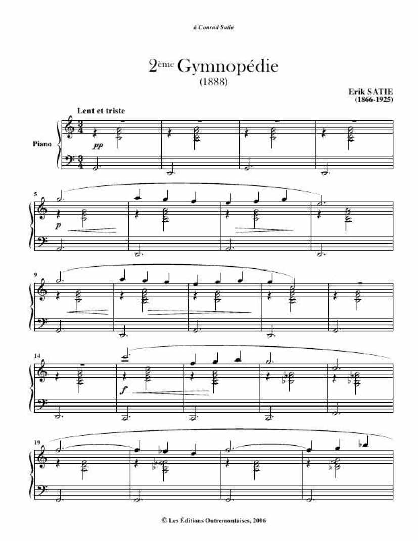 satie - gymnopedies钢琴谱-satie , erik 钢琴谱