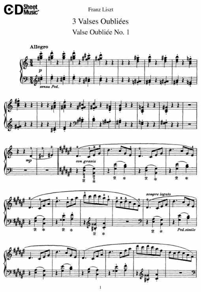 liszt - 3 valses oubliees - 钢琴谱 - 环球钢琴网
