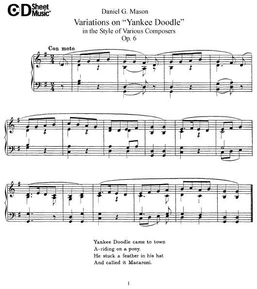 钢琴谱 op.6, variations on "yankee doodle" in g major   曲谱op.