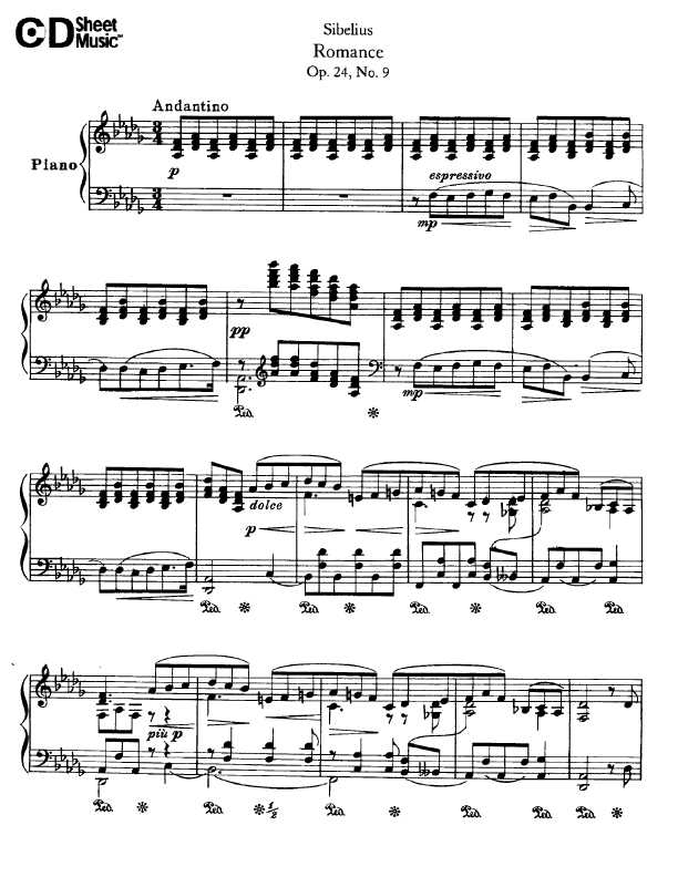 sibelius - romance, op. 24, no. 9-古典_钢琴谱