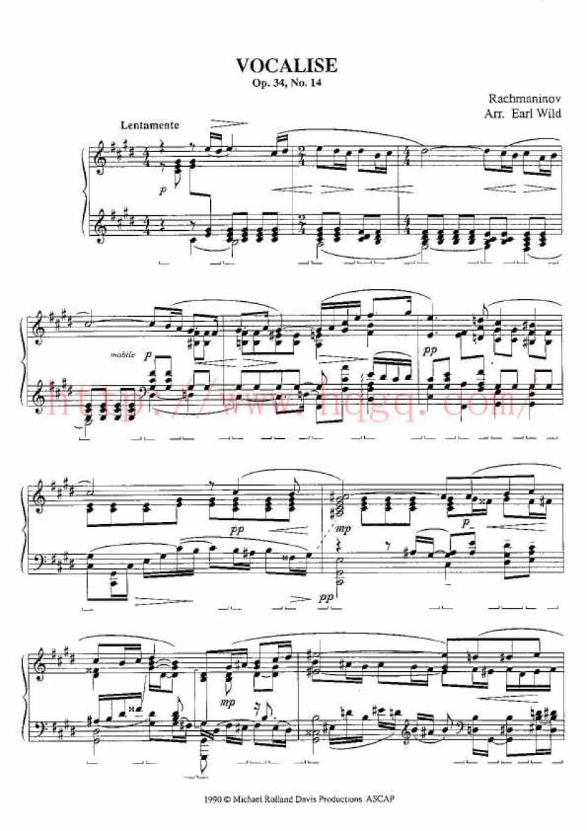rachmaninoff-wild vocalise op 34 no 14钢琴谱-环球钢琴网