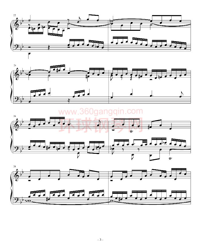 巴赫g小调赋格bwv578钢琴谱-环球钢琴网