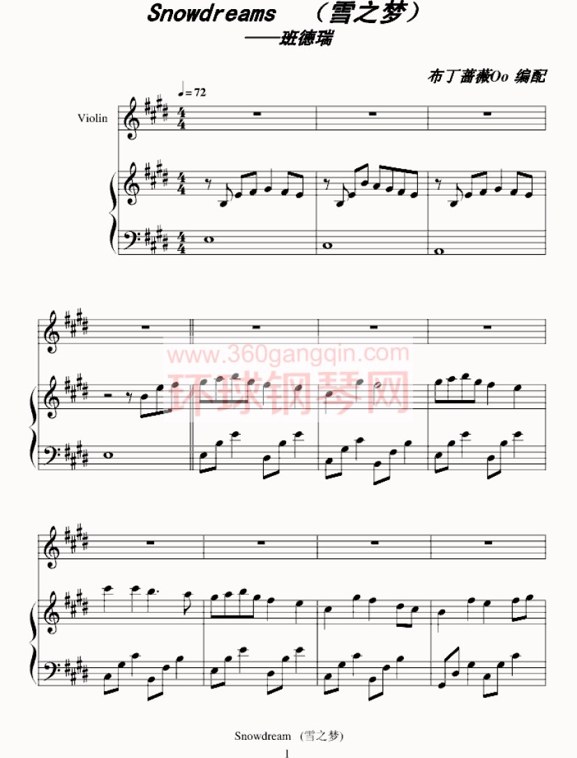 snowdreams钢琴谱-环球钢琴网