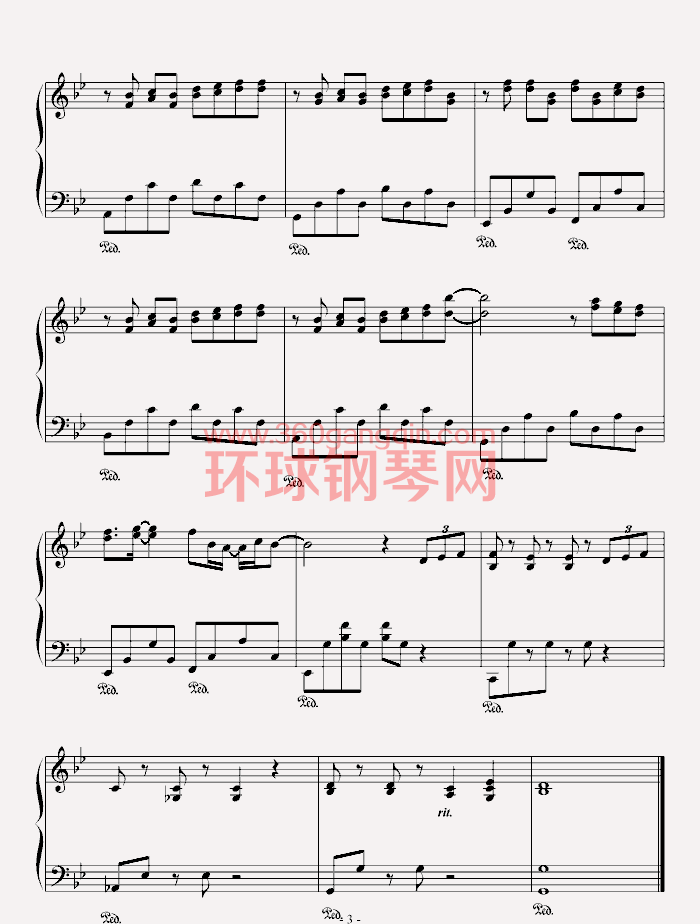 爱情悬崖钢琴谱-环球钢琴网