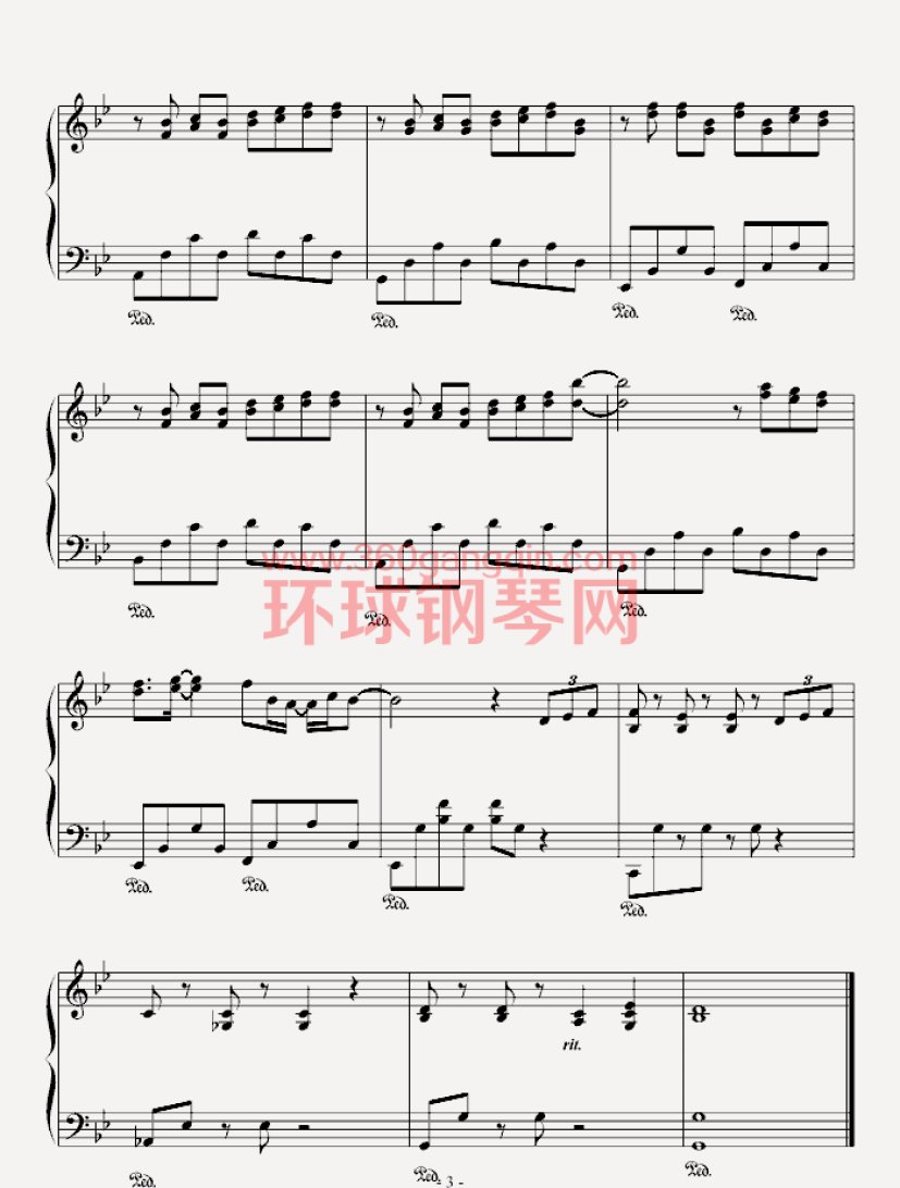 爱情悬崖钢琴谱-环球钢琴网
