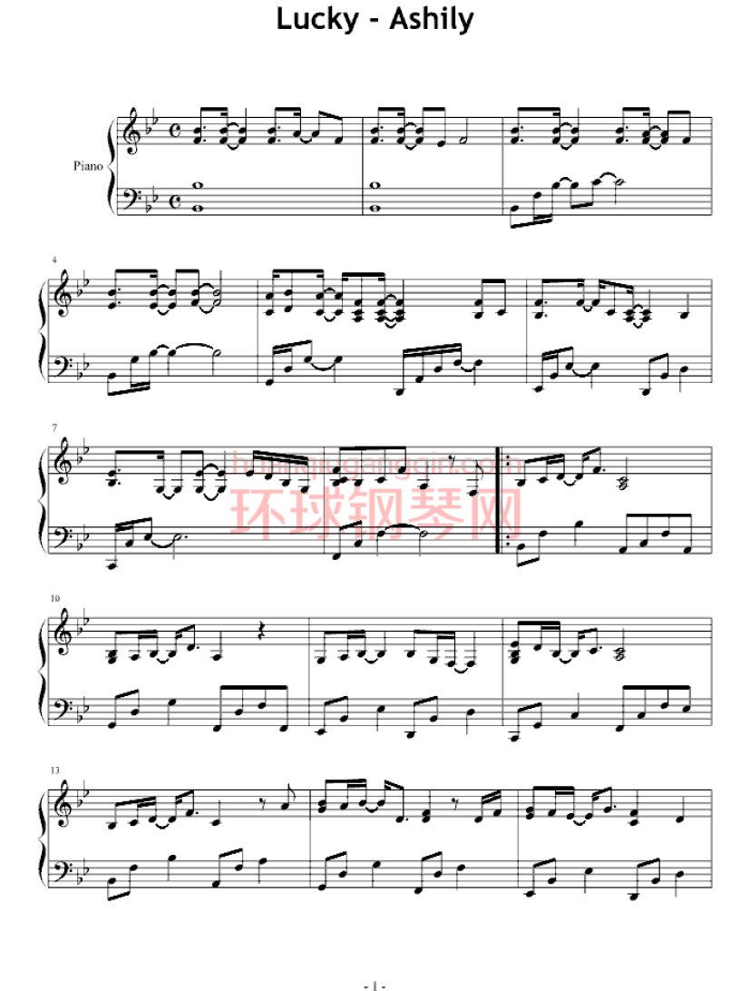 free lucky五线谱,free lucky纯音乐简谱 花样男子(韩版)lucky-ashily-韩日剧