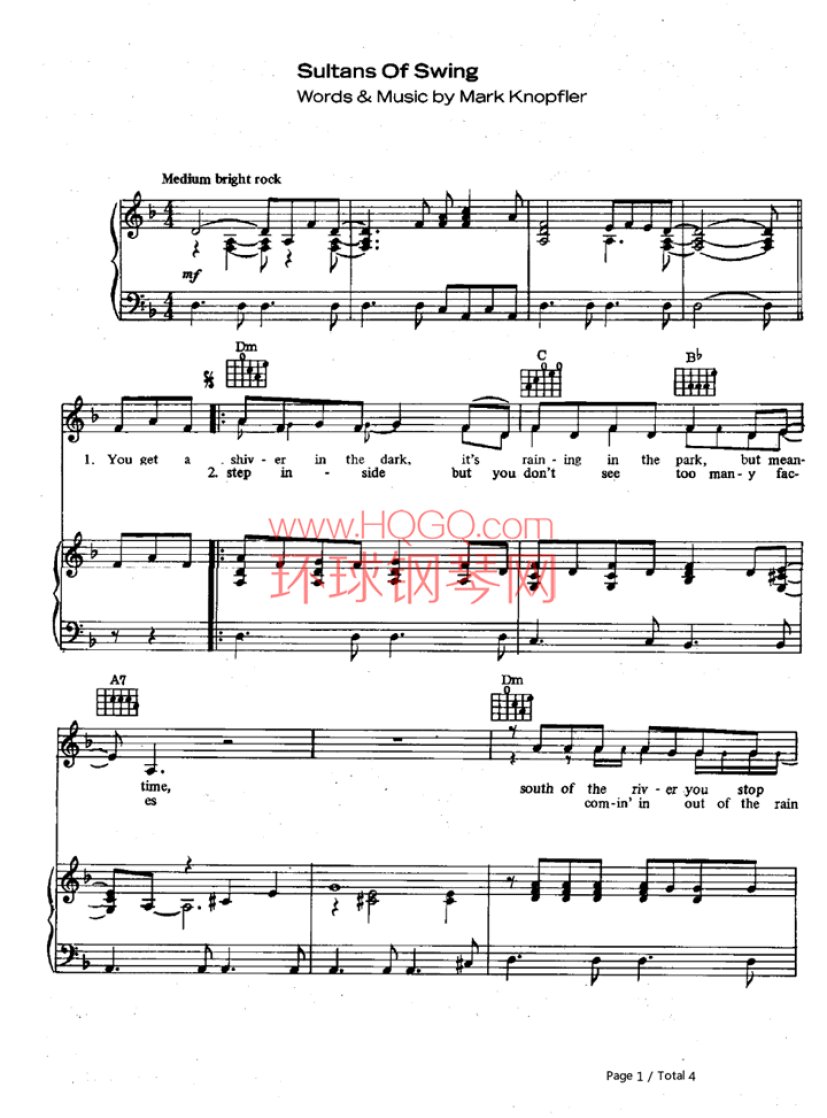 theswing钢琴谱,英皇一级b2秋千钢琴谱 sultans of swing-dire straits - 钢琴谱 - 环球钢琴