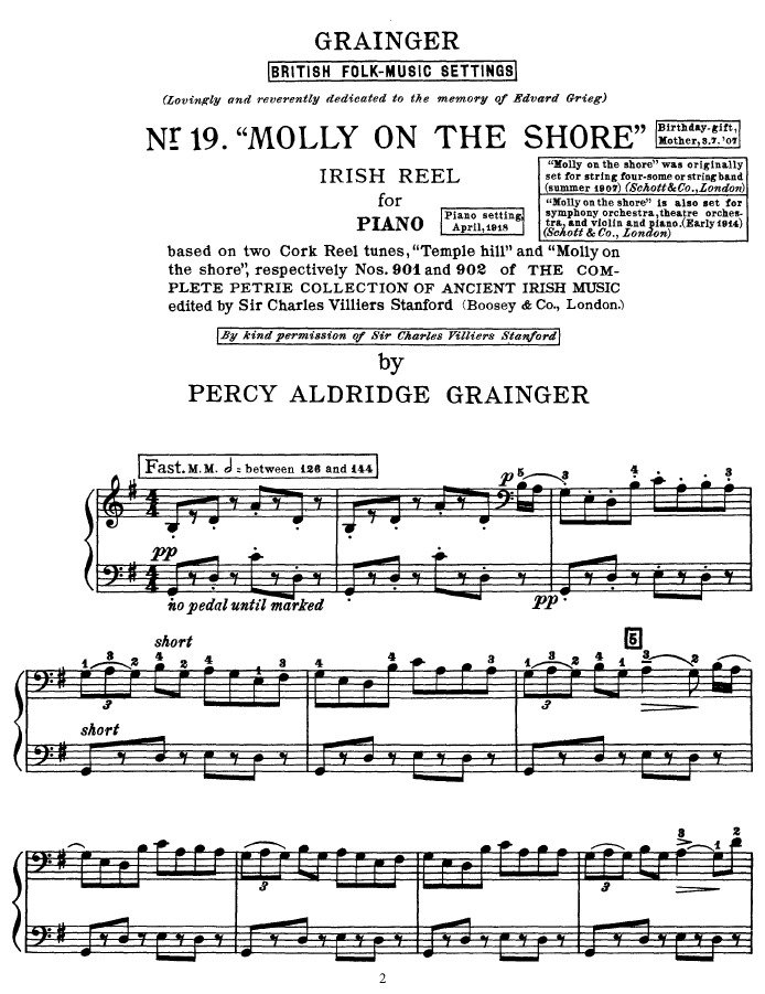 岸上茉莉 molly on the shore钢琴谱-grainger 帕西