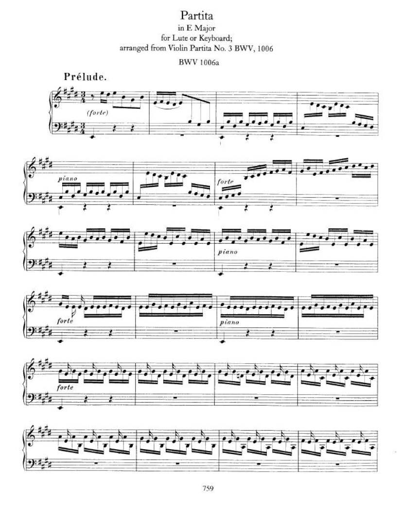 3 bwv 1006a - partita in e major bwv 1006a钢琴独奏版