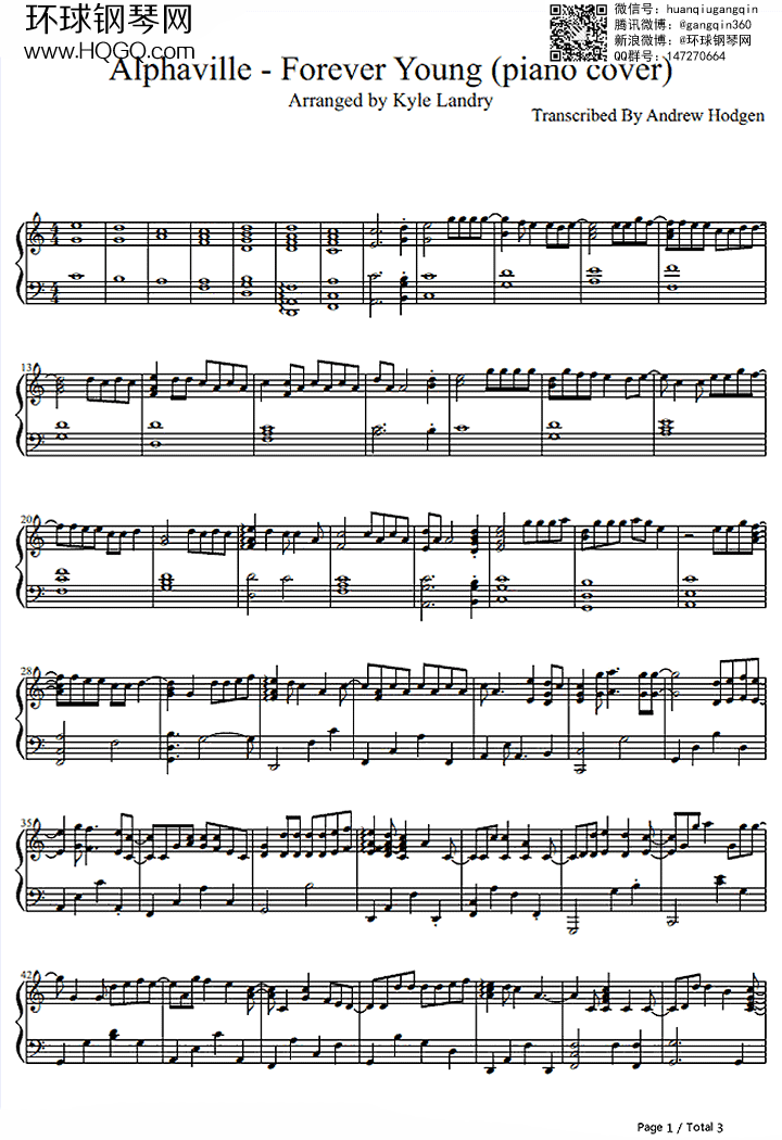 foreveryoung数字简谱,foreveryoung简谱 forever young-alphaville