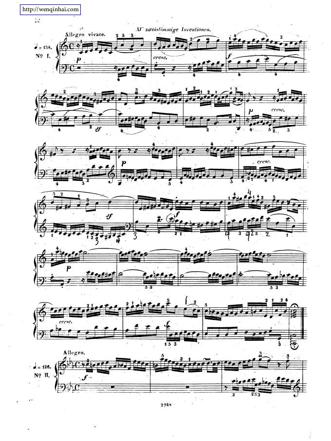 巴赫《二部创意曲》15首全套 bach bwv772-786