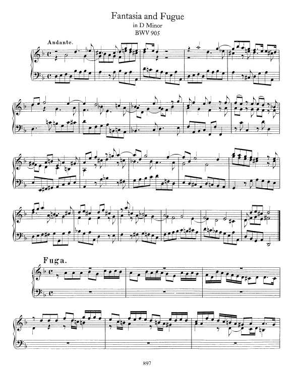 钢琴谱 d小调幻想曲与赋格 fantasia and fugue in d minor bwv 905