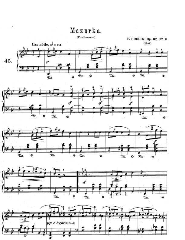 4首玛祖卡舞曲 op.67 quatre mazurkas op.67