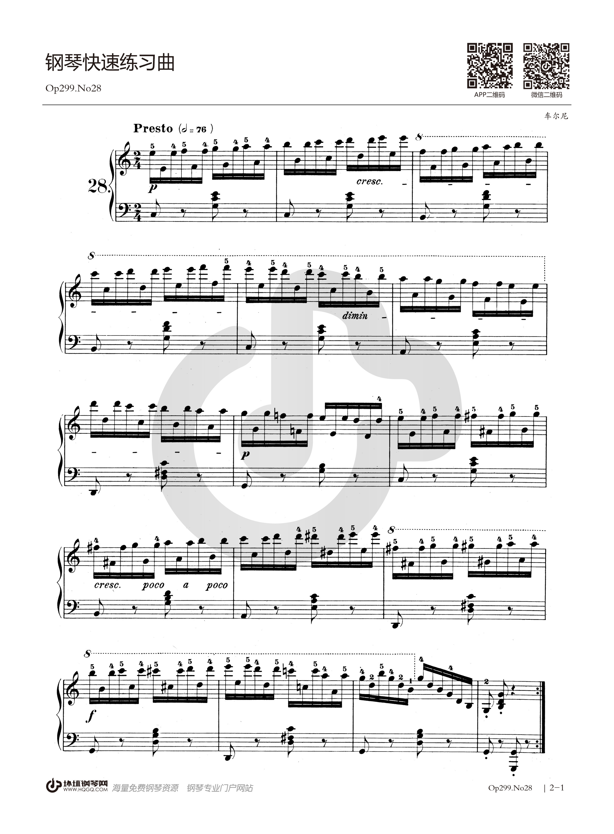 车尔尼299第26条钢琴谱图片