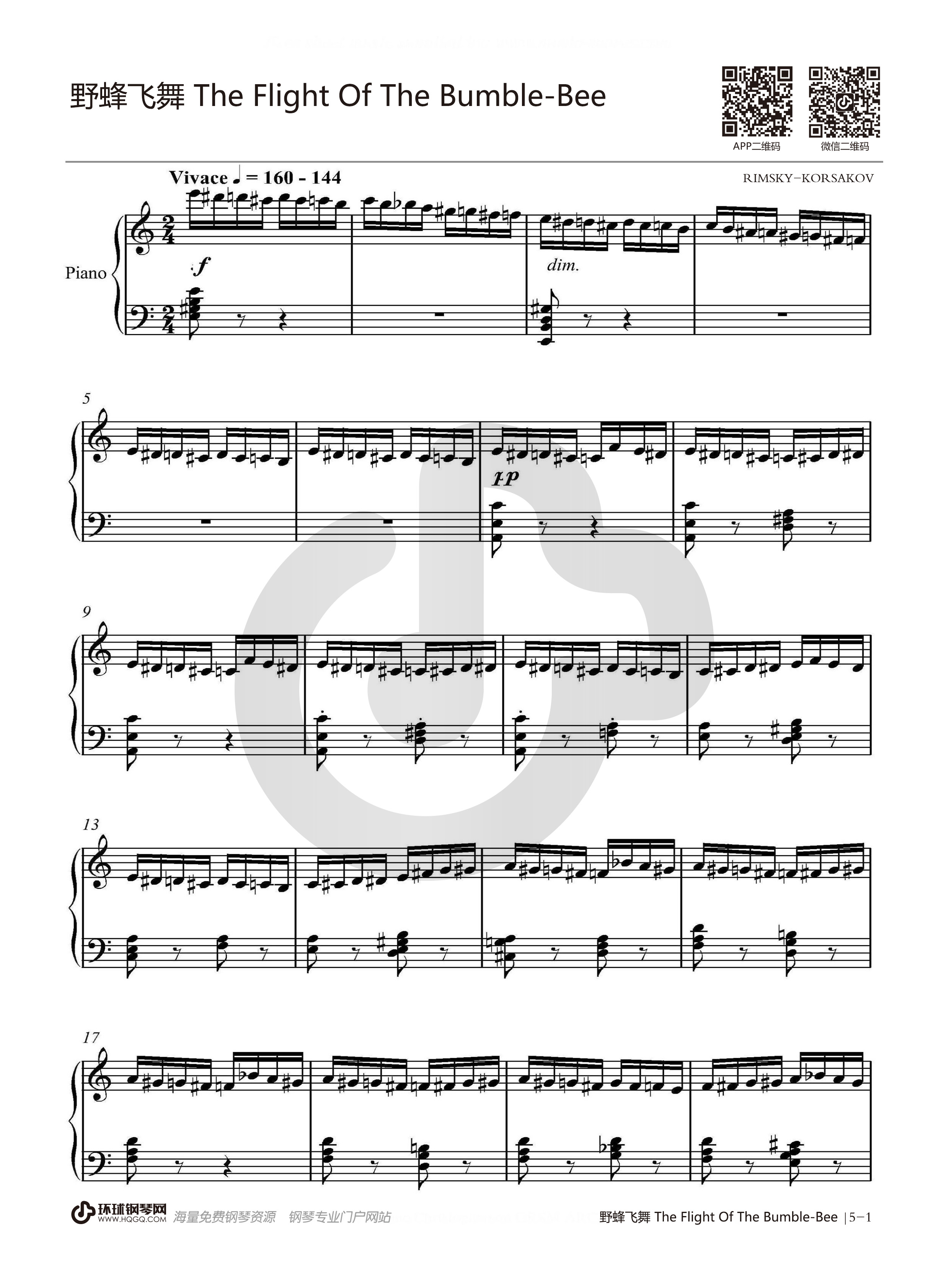 野蜂飞舞（简单版）-钢琴谱-最全钢琴谱