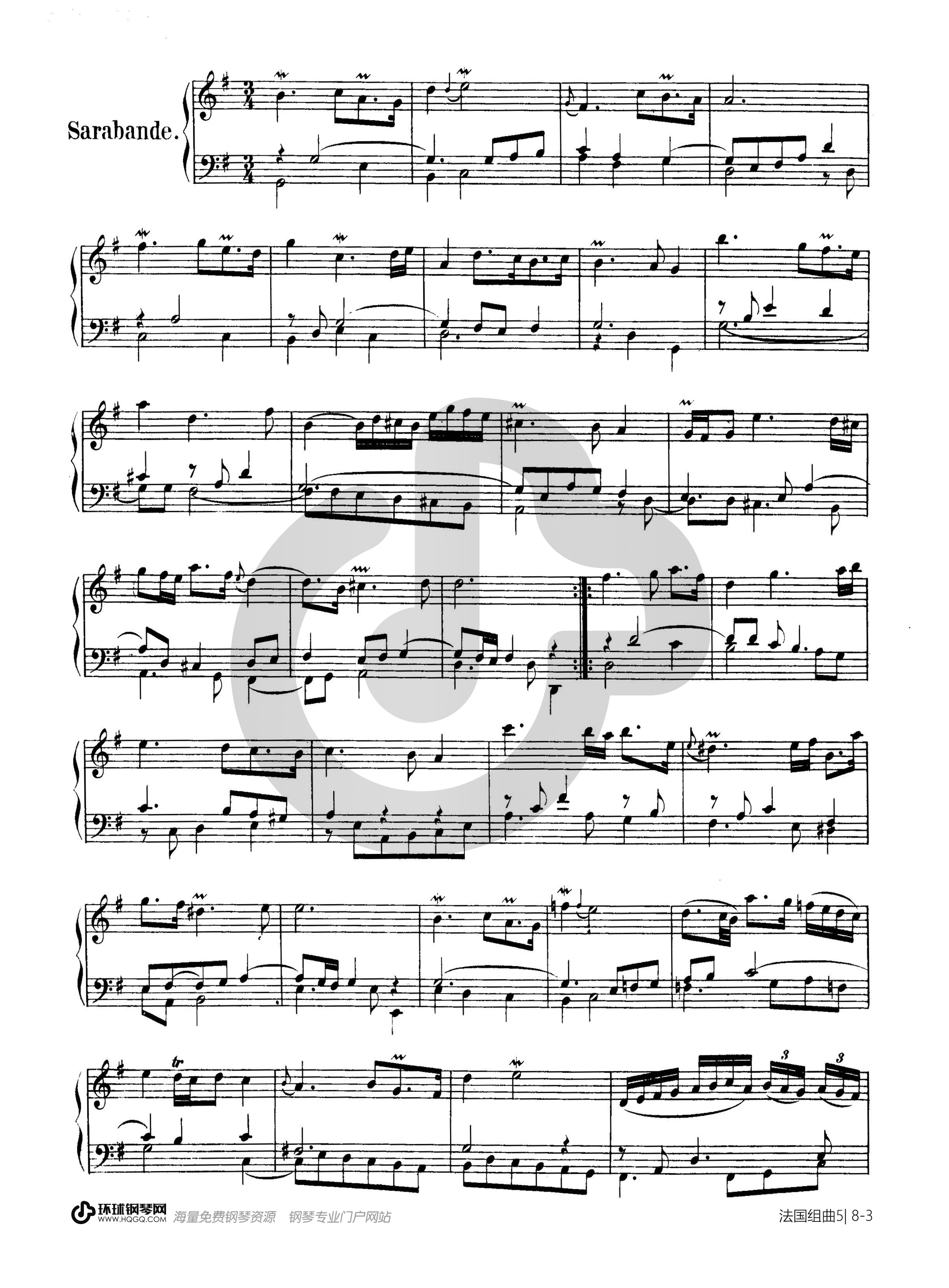第五首bwv 816(选自《法国组曲》)钢琴谱