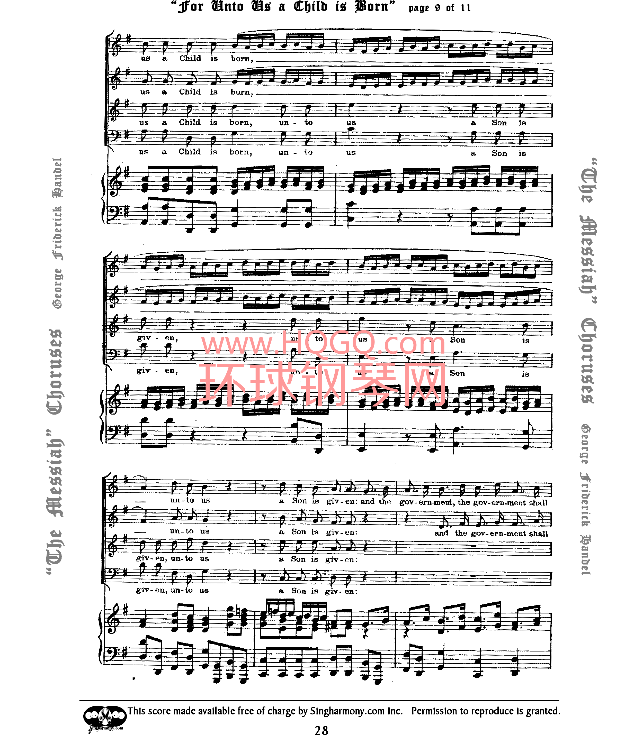 For unto us a child is born handel 