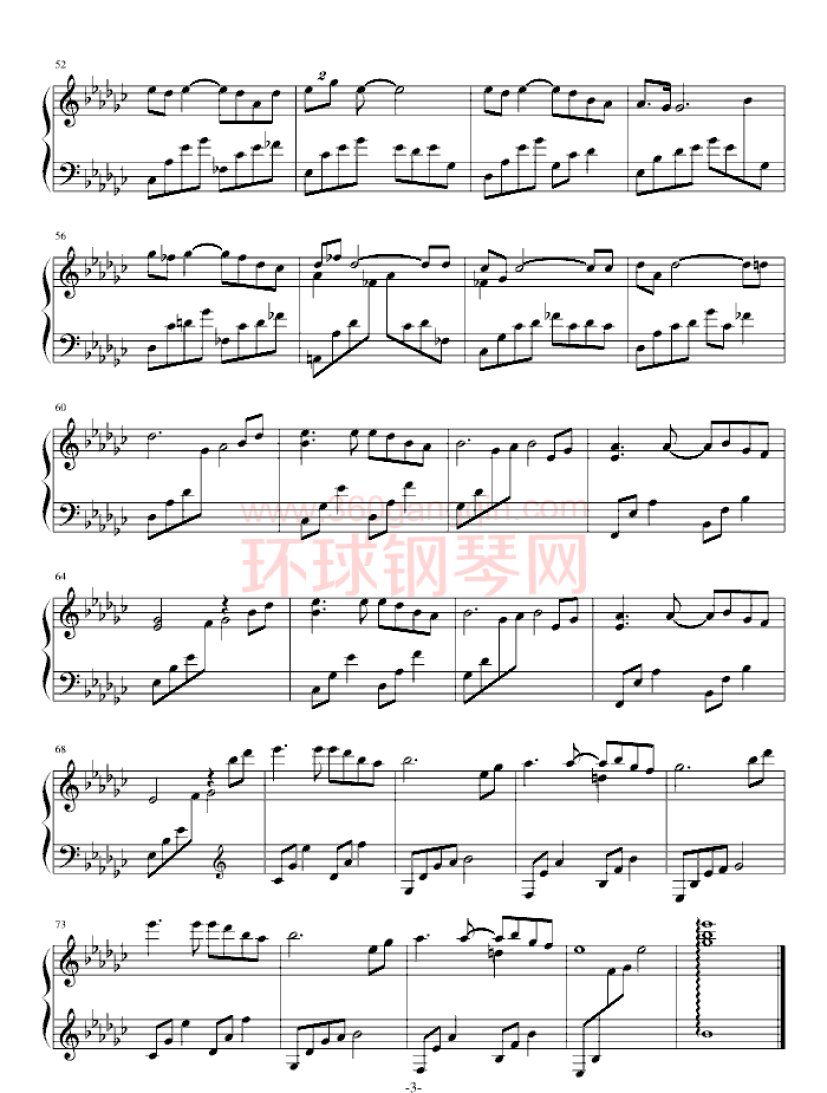 白月光(纯钢琴版)-张信哲 - 钢琴谱 - 环球钢琴网