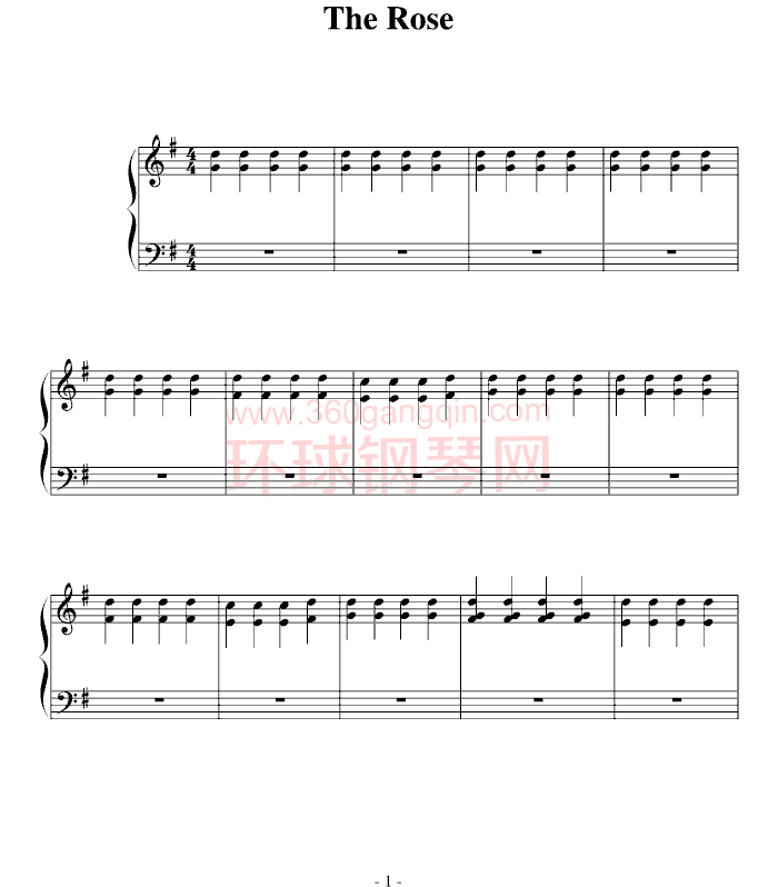 therose钢琴弹唱谱图片