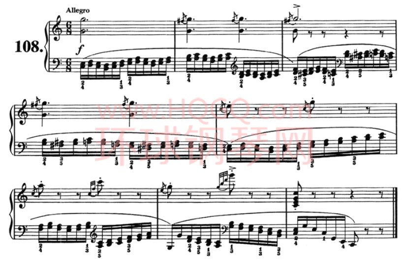 车尔尼821钢琴八小节练习曲160首-108