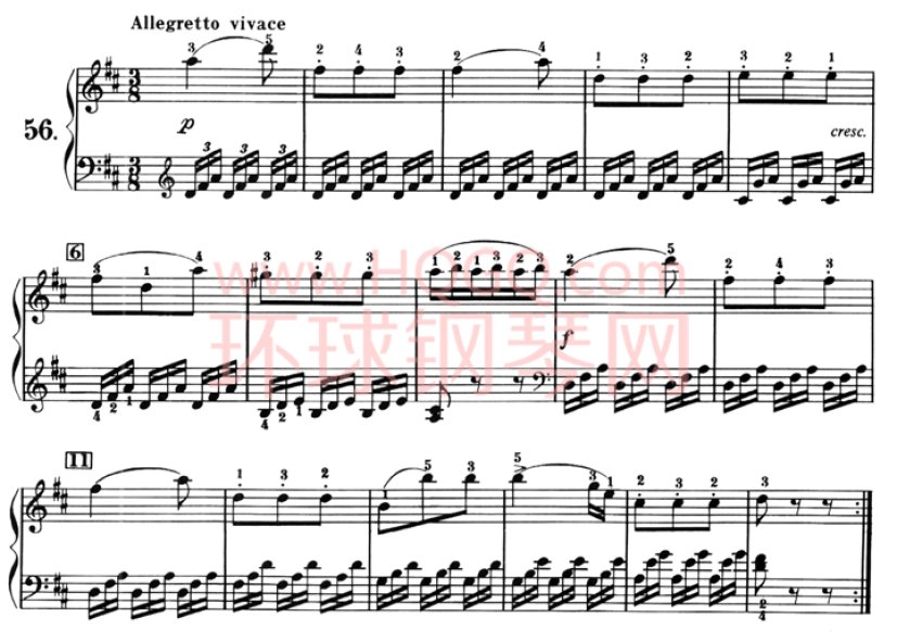 车尼尔823青年钢琴家练习曲-D大调练习-56(1)