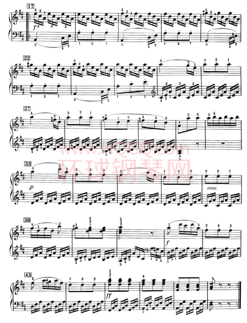 车尼尔823青年钢琴家练习曲-D大调练习-56(2)