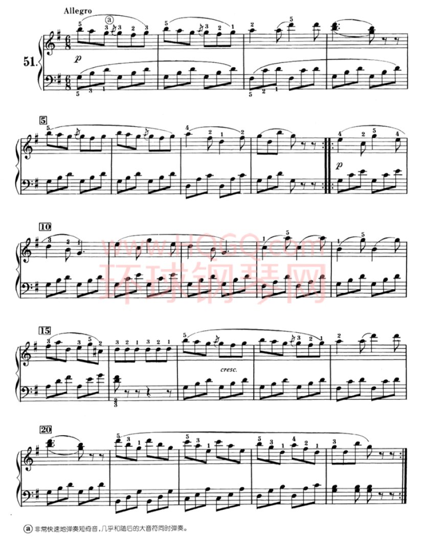 车尼尔823青年钢琴家练习曲-更多的G大调练习-51