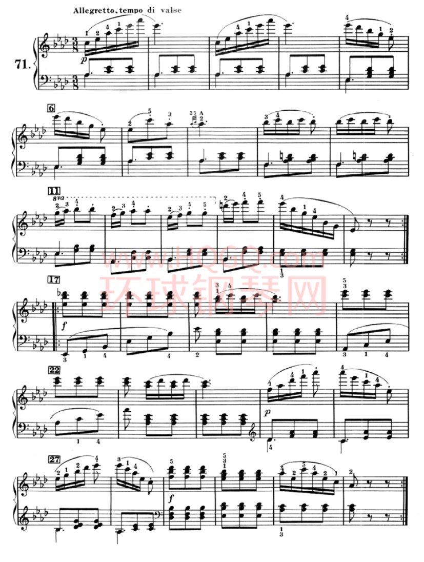 车尼尔823青年钢琴家练习曲-降A大调练习-71