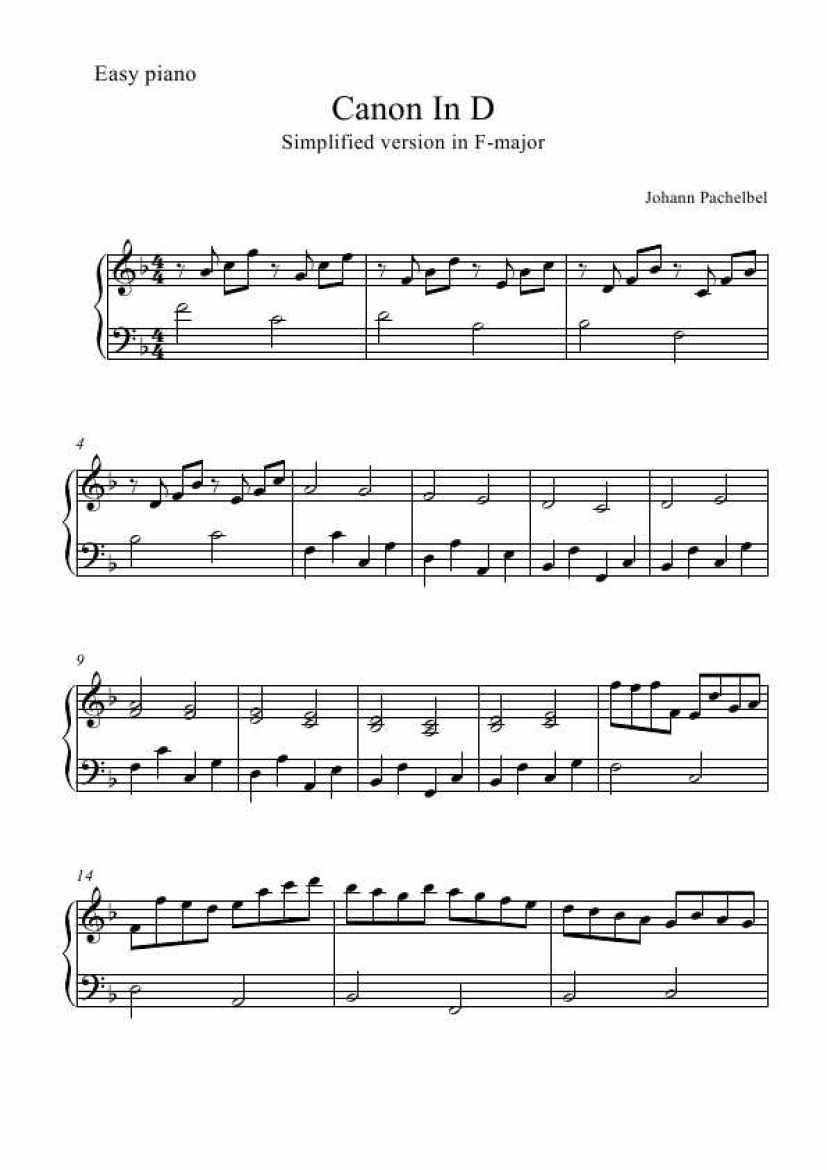 简单钢琴版 canon-in-d29小节